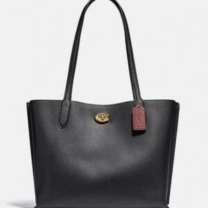 Coach willow tote 38, black pebbled leather